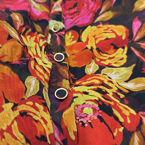 Milly Reina fall foliage Flounce mini Dress in rust multi floral $495 - Picture 6 of 9